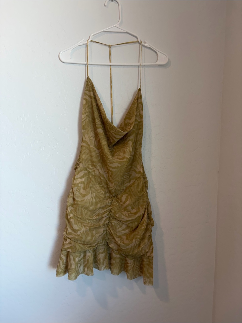 Mistress Rocks Olive Print Ruffle Mini Dress - Picture 3 of 4